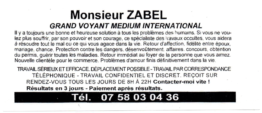 Cliquez pour voir la fiche détaillée de ZABEL
