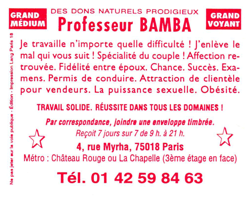 Professeur BAMBA, Paris