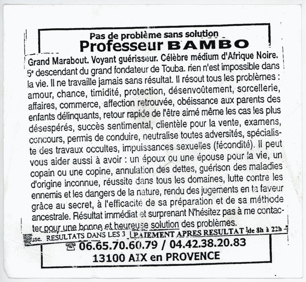 Professeur BAMBO, Marseille