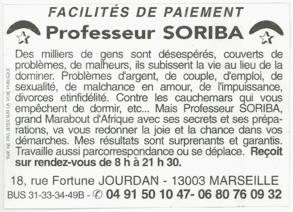 Professeur SORIBA, Marseille