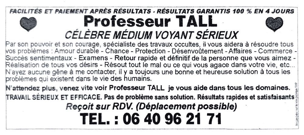 Professeur TALL, Tours